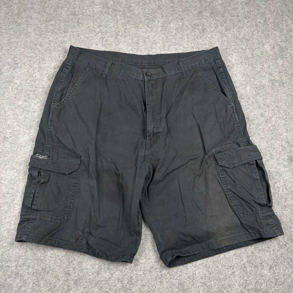 Wrangler Cargo Shorts Mens Size 38 Black 60RAKBL Cotton Utility Relaxed Fit